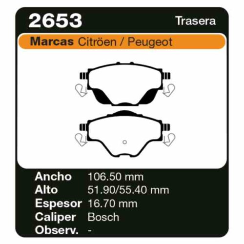 PASTILLAS DE FRENO PEUGEOT 308 II SW 1.2 - 1.6 - 2.0 HDI 14/