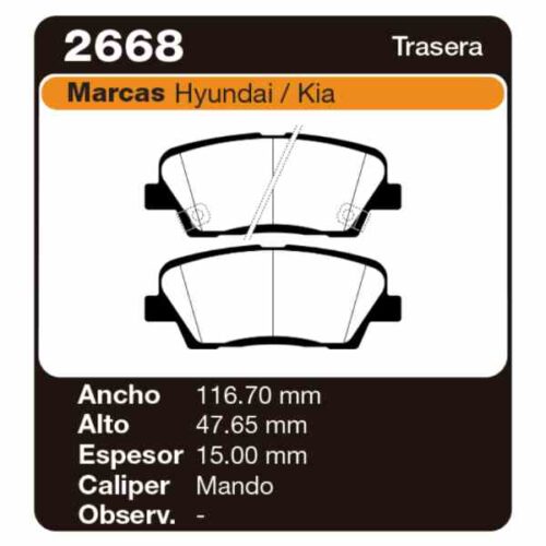 PASTILLAS DE FRENO HYUNDAI SANTA FE 2.5 - 2.8 TURBO DIESEL