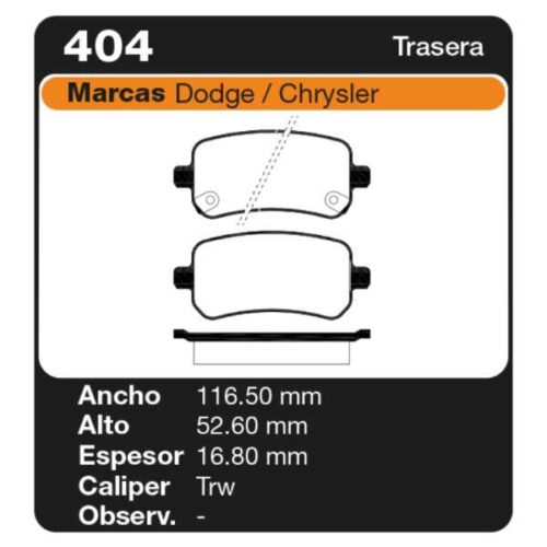 PASTILLAS DE FRENO CHRYSLER DODGE JOURNEY 2.7 V6 08/