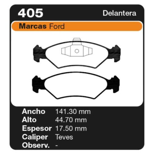 PASTILLAS DE FRENO FORD FIESTA KINETIC 10/