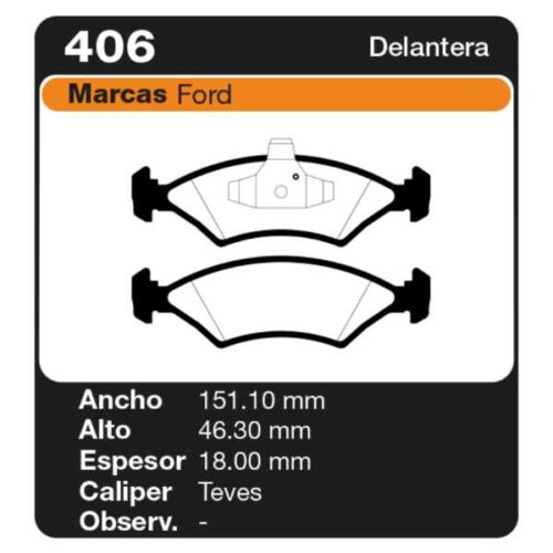 PASTILLAS DE FRENO FORD COURIER 1.6 09/