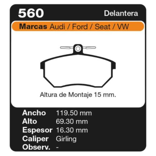 PASTILLAS DE FRENO AUDI A4 97/ 1.6 - 1.8 - 1.9 TDI - QUATTRO