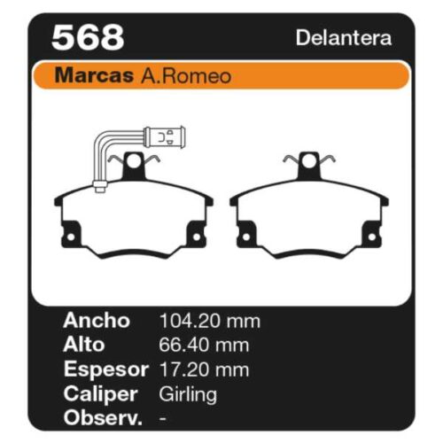 PASTILLAS DE FRENO ALFA ROMEO 155 (167) (01/92-12/97)