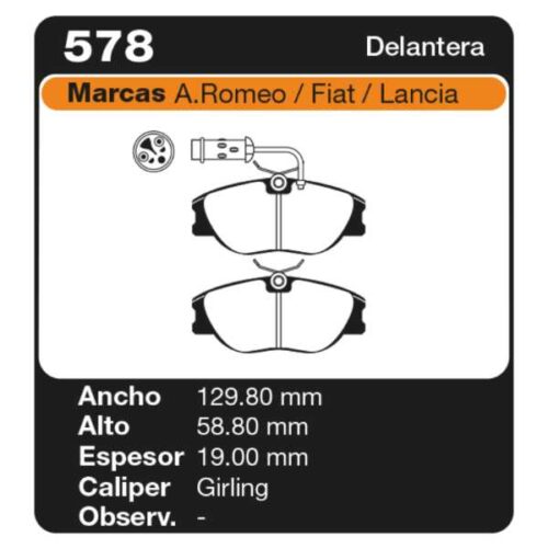 PASTILLAS DE FRENO ALFA ROMEO 164 87/98