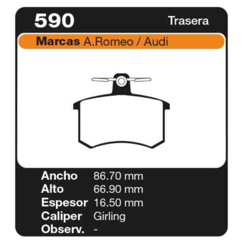 PASTILLAS DE FRENO ALFA ROMEO 155 90/94 - 164 90/94 - 33