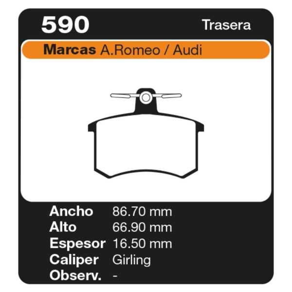 PASTILLAS DE FRENO ALFA ROMEO 155 90/94 - 164 90/94 - 33