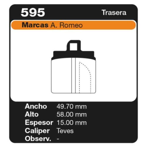 PASTILLAS DE FRENO ALFA ROMEO SUD  