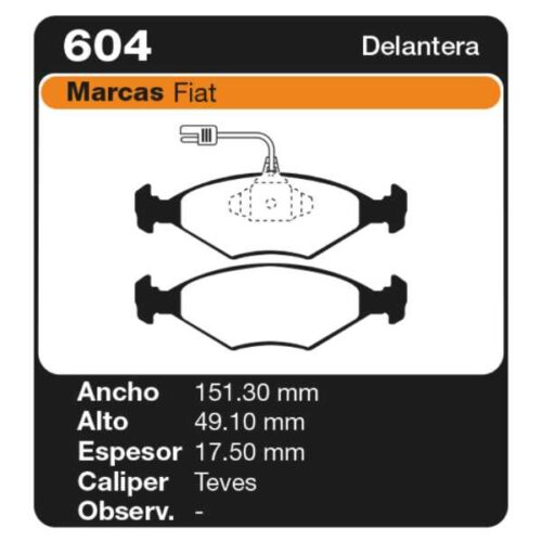 PASTILLAS DE FRENO FIAT PALIO SEDAN/WEEKEND