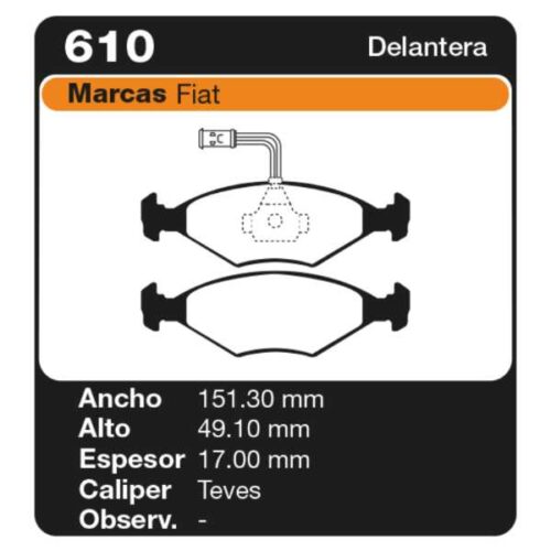 PASTILLAS DE FRENO FIAT FIORINO (146 UNO) (05/88-)