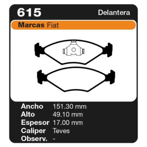 PASTILLAS DE FRENO FIAT DUNA 95/97 - ELBA 85/95