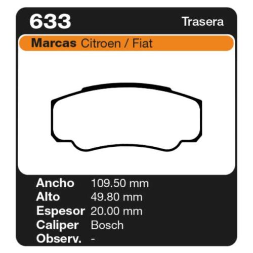 PASTILLAS DE FRENO PEUGEOT BOXER 2.0 - 2.2 - 2.8 02/