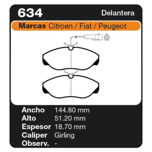 PASTILLAS DE FRENO PEUGEOT BOXER 94/96 1.9D - 2.5D