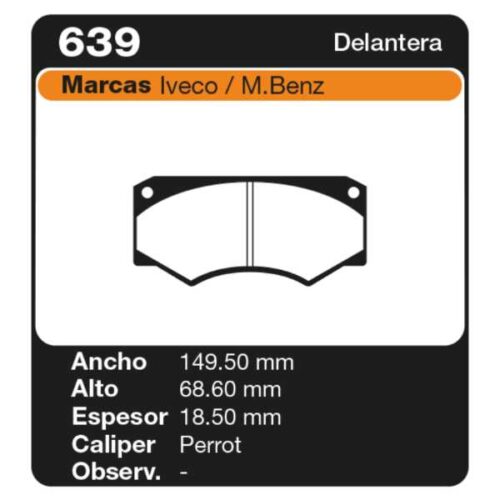 PASTILLAS DE FRENO MERCEDES BENZ 230 - 280 - L207D - L210D -