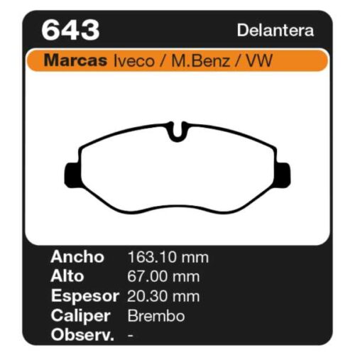 PASTILLAS DE FRENO IVECO DAILY III 06/-