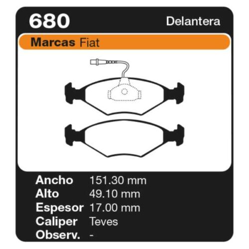 PASTILLAS DE FRENO FIAT REGATTA 85 93/