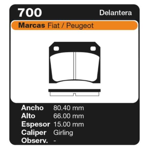 PASTILLAS DE FRENO PEUGEOT 404 67/81