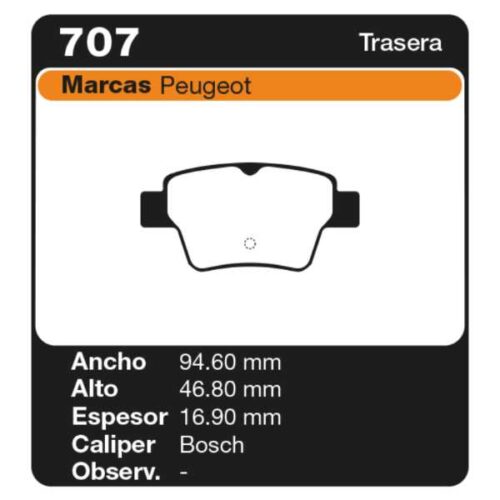 PASTILLAS DE FRENO PEUGEOT 207 - 207 SW - CC 06/- 1.4 - 1.6