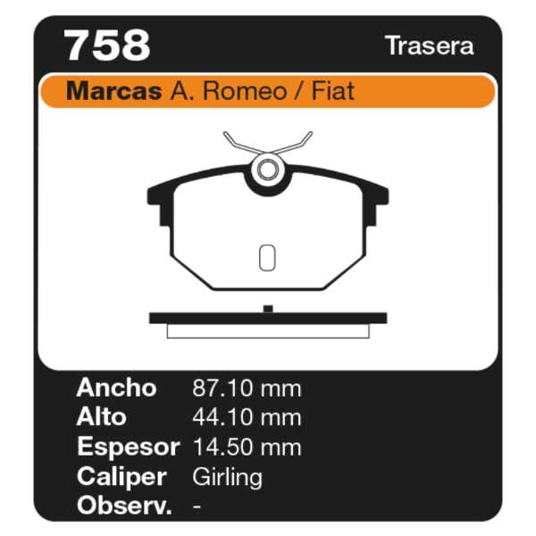 PASTILLAS DE FRENO ALFA ROMEO 145 1.4 - 1.6 - 1.9 - 2.0