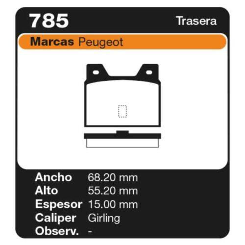 PASTILLAS DE FRENO PEUGEOT 505 INJECTION