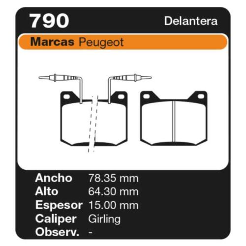 PASTILLAS DE FRENO PEUGEOT 504 (07/68-12/89)