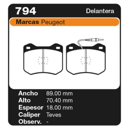 PASTILLAS DE FRENO PEUGEOT 504 (07/68-12/89)