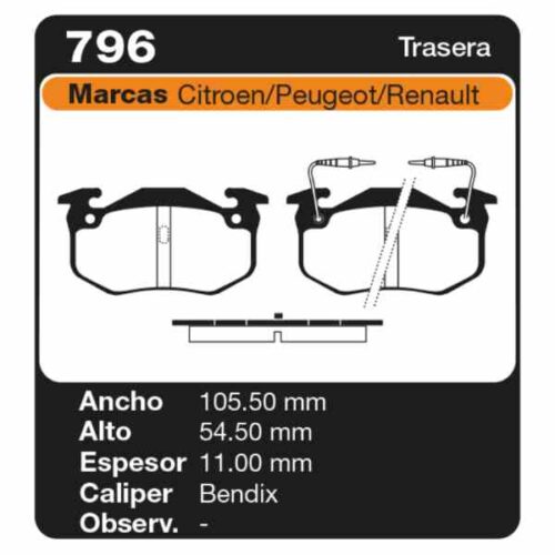 PASTILLAS DE FRENO PEUGEOT 306 99/