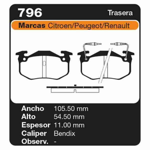PASTILLAS DE FRENO PEUGEOT 306 99/