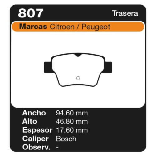 PASTILLAS DE FRENO PEUGEOT 307 S/SW/CABRIO-COUPE 04/-
