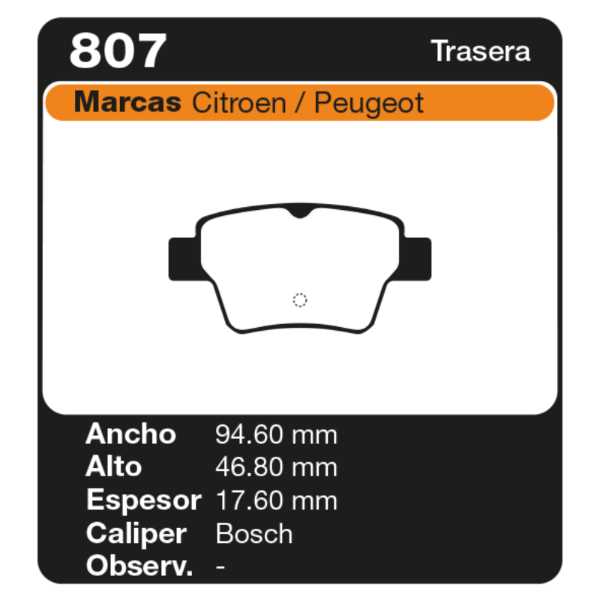 PASTILLAS DE FRENO PEUGEOT 307 S/SW/CABRIO-COUPE 04/-