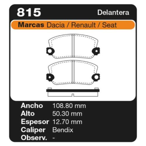 PASTILLAS DE FRENO RENAULT R-12 BERLINA/BREAK (117)/VAN