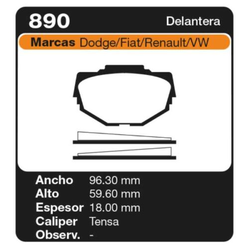 PASTILLAS DE FRENO FIAT 128 (CUNA)