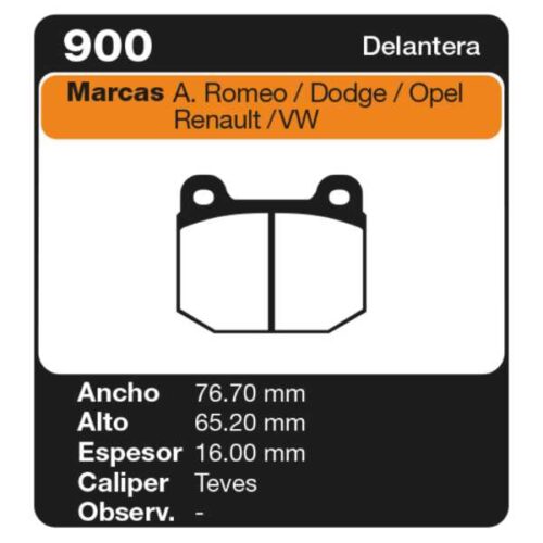 PASTILLAS DE FRENO DODGE 1500 - 1800 75/82