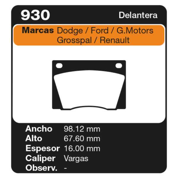 PASTILLAS DE FRENO FORD FALCON RANCHERA 71/91