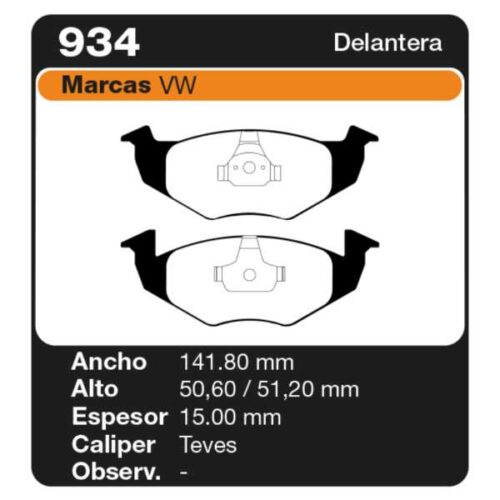 PASTILLAS DE FRENO VOLKSWAGEN GOL 10/ - GOL TREND 10/