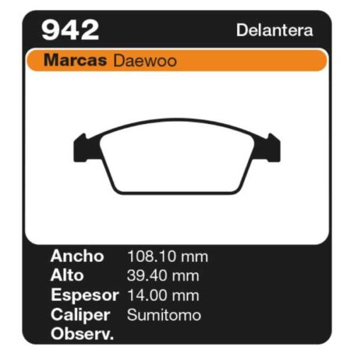 PASTILLAS DE FRENO DAEWOO TICO (KLY3) (02/95-08/00)
