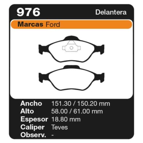 PASTILLAS DE FRENO FORD ECOSPORT 1.01.4D- 1.6- 2.0 03 PISTON
