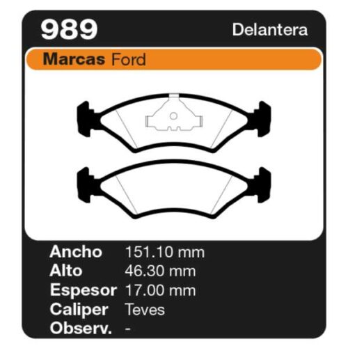 PASTILLAS DE FRENO FORD ESCORT 93/96 1.8