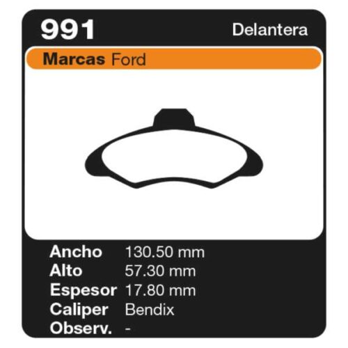 PASTILLAS DE FRENO FORD ORION III (GAL)(07/90-12/93)